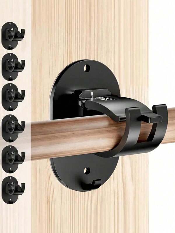 2/4/6/8 pièces Supports de tringle à rideaux sans perçage, supports de tringle à rideaux auto-adhésifs améliorés sans perçage, crochets de tringles à rideaux réglables universels sans clou pour salle de bain, chambre à coucher, salon, cuisine, décoration de Noël/Halloween