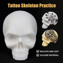 DQFART Modello di teschio in silicone per pratica di tatuaggi, pelle finta per tatuaggi da 3 mm, forniture per tatuaggi, adatto per principianti e artisti del tatuaggio