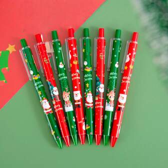 50 pièces/20 pièces/6 pièces Stylos gel motif Père Noël et bonhomme de neige, style festif. Stylos gel à écriture fluide avec clip pour étudiants, bureau, cadeaux de Noël