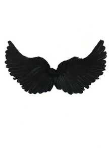 1pc/3pcs Angel Feather Wings Children And Adults Performance Props Stage Catwalk White Flower Girl Costume, Black Devil Headband With A Great Set.