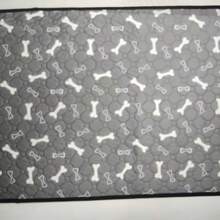 1pc Spring Microfiber Gray Paw & Bone Print Pet Mat, Super Absorbent, Non-Slip Backing, Indoor Home Use, 4mm Thickness