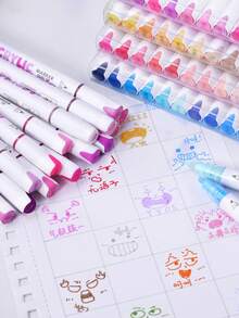 1pc Dual-Tip Acrylic Marker Pen, Soft Chisel Tip Brush Pen, Versatile For Coloring, Watercolor, DIY, Journaling, Graffiti, Art Painting, School Supplies