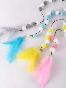 4pcs Multicolor Teasing The Cat Stick The Rod Shape Consists Of Colorful Balls And A Feather Tail Indoor Interactive Cat Toy Durable Polyester Material A Gift For Cats - Multicolor - View 14