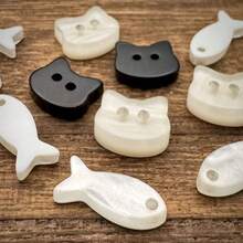10/20/30/50 件可爱树脂纽扣 - 可拆卸猫和鱼骨衬衫装饰 - 彩色 - 查看 5