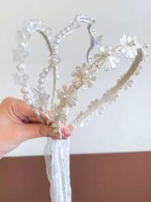 1pc Headbands For Girls Accessories For Girls Accessories For Girls Children's Braided Hair Band, Pearl Ribbon, Birthday Princess, Girl Headband, No Hair Damage, No Hair Constriction, Girls' Hair Accessory, Headwear