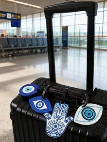 3 piezas/1 pieza Etiqueta de equipaje con estilo del Día de la Independencia en azul, accesorios de equipaje, etiqueta colgante de identificación, tarjeta de identificación antiperidida para aeropuerto, esencial de viaje de negocios al aire libre, esencial de viaje azul, con gafas, diseño floral y dibujado a mano, etiqueta de identificación antiperidida ligera y duradera, etiqueta de equipaje y bolso, colgante artístico de alta calidad, exclusivo para viajeros de negocios, estilo minimalista, etiqueta flexible, imprescindible para entusiastas de los viajes