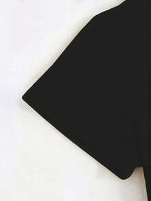 Camiseta playera básica gráfica estampada casual dama mujer manga corta cuello redondo look casual relajado cómodo versátil fresca ligera colorido diseño navidad año nuevo gatitos regalos - Negro - Ver 3