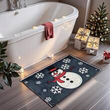 1pc Christmas Rugs For Front Door Cute Snowman Xmas Tree Truck Indoor Doormat Non-Slip Bath RV Mat Entrance Carpet Pet Mat Suitable For Bedroom Living Room Home Use Spring Summer Autumn And Winter Absorbs Water Quickly And Is More Popular Among Kitchen Rug