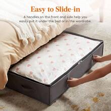 4 Pack 95L Under Bed Storage Bins, Foldable Closet Organizers And Storage Containers, Underbed Storage Bags With Reinforced Handle Blanket, Clothing, Comforter, Sheets, Wrapping Paper,