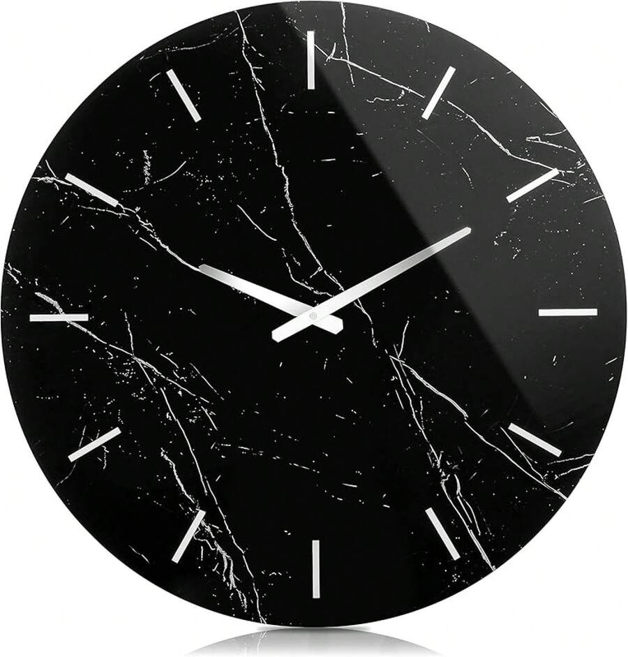 Modern Wall Clock - 23.62 Inch Frameless Marble Glass Wall Clock With Roman Numerals, Non-Ticking Large  Decorative Clock - SF-MC586 - Xem 1
