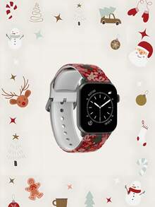 1pc Gingerbread Man Soft Elastic Breathable Comfortable Replacement Watch Band, Compatible With Samsung, Garmin, Honor Smartwatches, 38mm 40mm 41mm 45mm 44mm 42mm 46mm 49mm, Fashionable Casual Multi-Color Silicone Watch Strap Compatible With Apple Watch Ultra Series SE/11/10/9/8/7/6/5/4/3/2/1