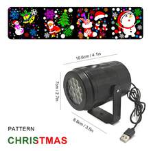 LED Projektionsleuchte, 16 dynamische Weihnachtsmuster, Schneeflocke/Schneemann/Rentier/Weihnachtsbaum/Weihnachtsmann Rotation, USB betrieben, 36V, Innenraum Dekoration, ohne Batterie, ohne Komponenten, Tischhalterung, Gewerbebeleuchtung