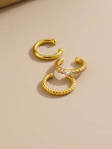 3pcs Minimalist Twisted Earrings & Star Hoop Earrings Set, Creative & Versatile Jewelry