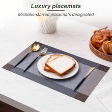 Washable Vinyl Placemats Set Of 4 For Indoor/Outdoor Use - C-rhombus-blue - View 2