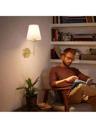 Wand Sconces, Bathroom Vanity Sconces Lighting Wit Fabric Shades, Wireless Installation, Battery Charging, Remote Control Industrial Lamps, Lights Bedroom Living Room Kitchen view 5