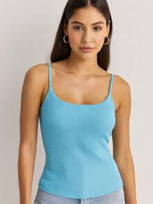 Kit 3 Women's Suplex Ribbed Tank Top With Thin Straps, Ribbed Blouse, Summer Stylish, Fashion Blogger Colors, Summer - XANH/TRẮNG/ĐEN - Xem 2