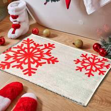 1pc Festive Christmas Bath Mat Santa Claus Snowflake With Cozy Non-Slip Design Bathroom Decorations Perfect Holiday Gift For Family Friend Ideal Xmas Decoration Accessory For Home Bathrooms Holiday Doormat Santa Bath Mat Reindeer Kitchen Bedroom Rug Kitchen Rug
