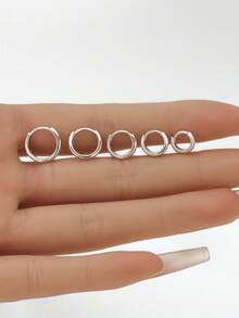 1pc 925 Sterling Silver Round Edge Hoop Earring, Hypoallergenic Gold Cartilage Hoop, For Women And Men Daily Wear(Sold As 1piece, Not 1 Pair)