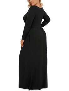 2025 Women's Plus Size Maxi Dresses For Curvy Women Casual Long Dress XL-6XL - 螢光黑+綠松石 - 查看 8