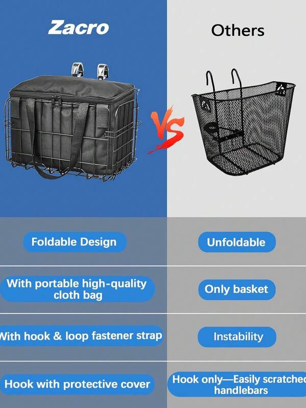 Składany koszyk rowerowy, aluminiowy przedni koszyk rowerowy, składany koszyk rowerowy, akcesoria do rowerów górskich, składany wiszący koszyk o dużej pojemności, koszyk do przechowywania montowany z przodu i z tyłu