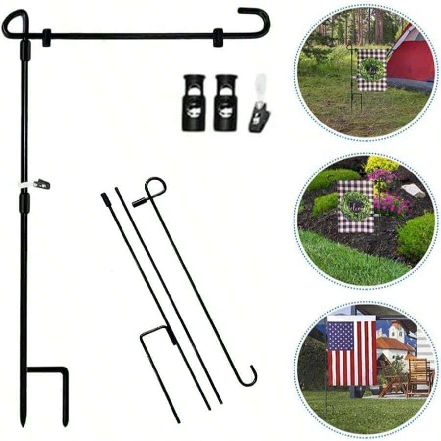 SHARE&Amp;CARE Garden Flag Stand, Garden Flag Pole Holder With 1 Tiger Clip And 2 Spring Stoppers (1 Pack) - trắng - Xem 1