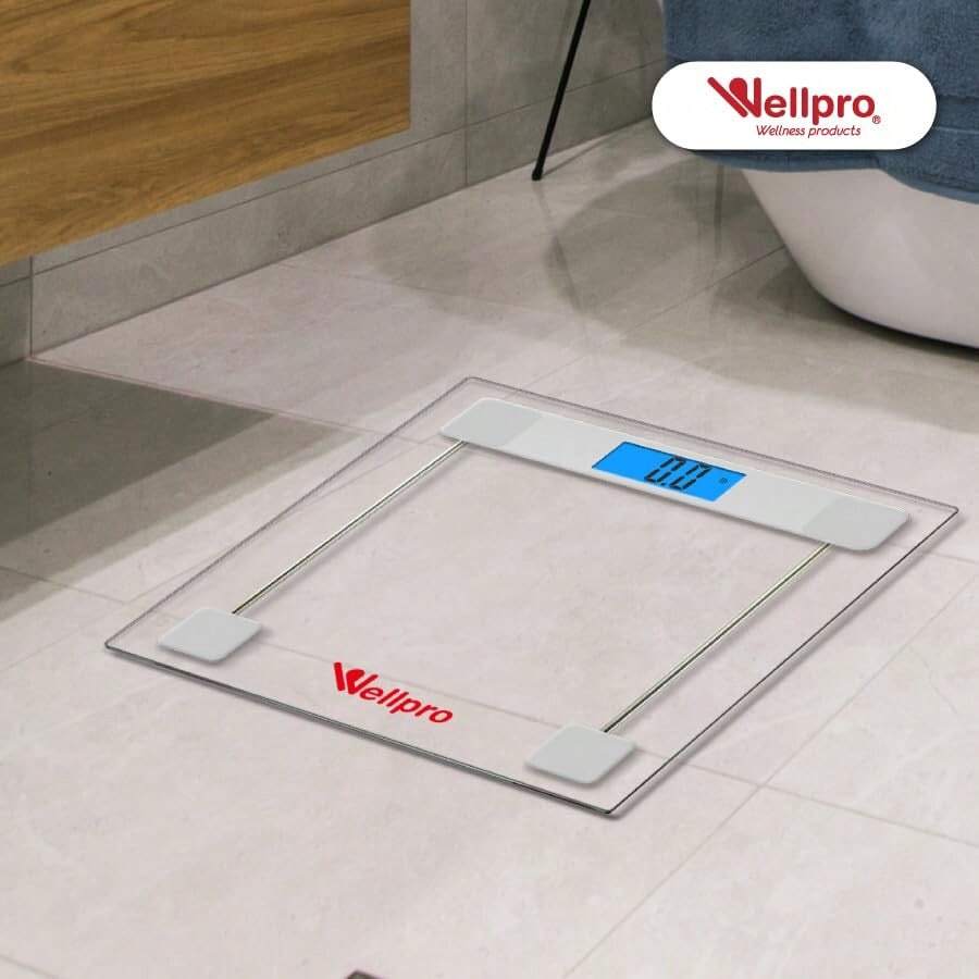 Wellpro Báscula Digital de Vidrio con Superficie Antideslizante - Transparente - Ver 1