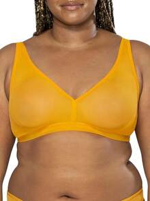 & Bralette Escote en v Rejilla Transparente Sujetador Plunge Mujer - Azafrán - Ver 7