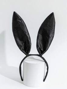 1pc Halloween Satin Bunny Ear Headband, Suitable Holiday Party Costume