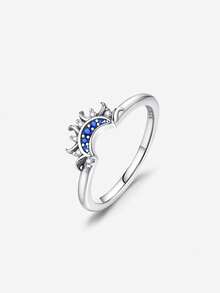 1pc S925 Sterling Silver Twisted Sun & Moon Ring, Cubic Zirconia Inlaid, Women's Wedding Ring, Girls' Engagement Ring, Eternal Ring, Exquisite Jewelry Gift For Women, Student Supplies - Twisting the Sun and Moon - View 16