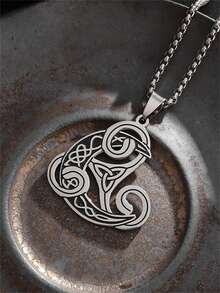 1 Stück Vintage eleganter keltischer Knoten Anhänger, Dreifachknoten Halskette irisches Glücksbringer Edelstahl Schmuckgeschenk