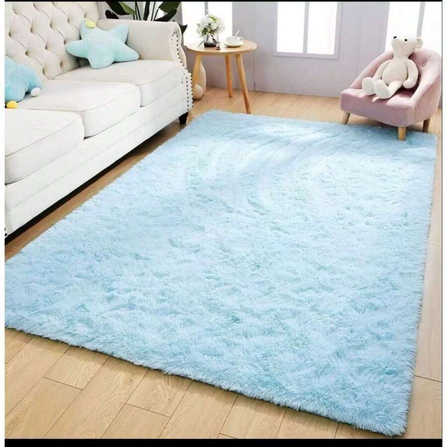 Luxury Shaggy Rug For Living Room Or Bedroom 2.00 X 1.40 - 淺藍色 - 查看 1