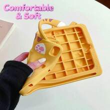 Cute Cat Design Tablet Case Compatible With Ipad A16 11th/10th/Mini/56789th/Air/Pro S6lite A7 A8 A9 Plus, With 360° Rotating Ring Stand & Portable Handle, Shockproof Silicone Cover - Yellow - View 8