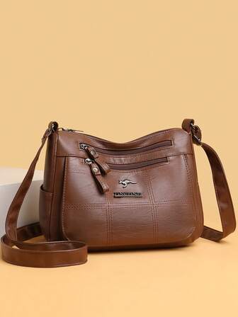 Bolso de mano suave multicapa, bolso de hombro y cruzado versátil y casual para mujeres de mediana edad, de gran capacidad