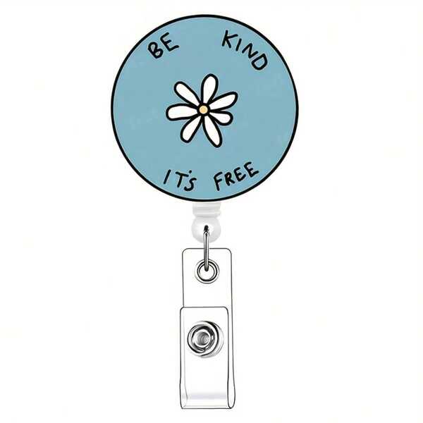 1pc Acrylic ID Badge Clip | "Be Kind, It's Free" Slogan - Suitable For Nurses, Doctors, Charity Workers, Social Workers, Office Staff, Teachers, Firefighters, And More - Gift
