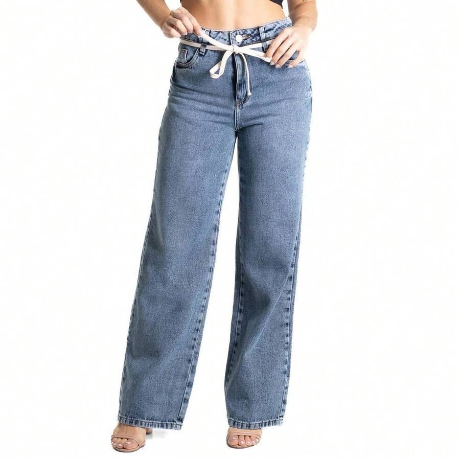 Calça Jeans Sawary Wide Leg - 280488 - Azul - Visão 1
