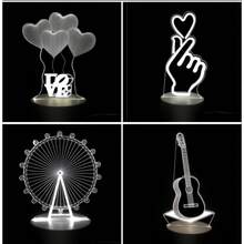 Creative 3D Stereo Night Light, USB Powered, Touch Switch, Three-Level Dimming, It Is An Ideal Choice For Birthday Gifts Or Holiday Gifts. - trắng - Xem 5