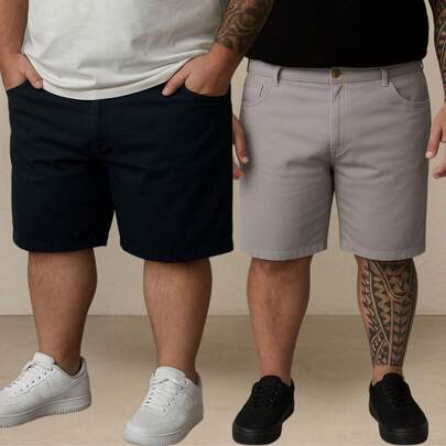 Kit 2 Bermudas Sarja Masculina Plus Size 48 Ao 58 Extra Grande