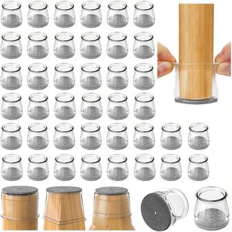 Chair Leg Floor Protectors 40PCS Furniture Sliders For Hardwood Floors Silicone Chair Leg Protectors For Protecting Floors From Scratches And Noise Clear Small