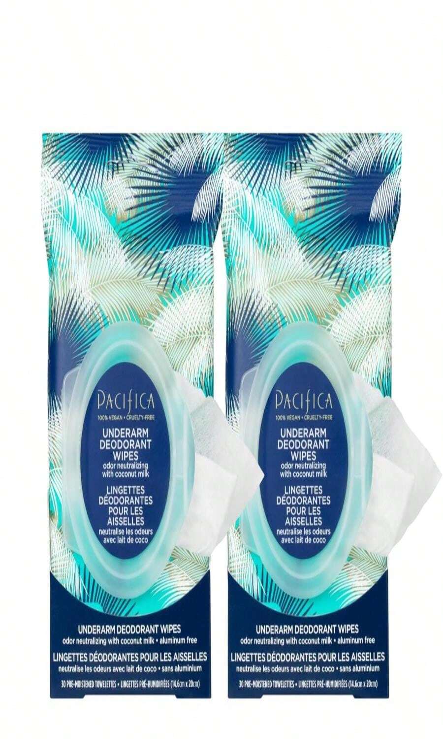 Pacifica Deodorant Wipes - Coconut Scented Body Wipes, Aluminum-Free After Workout Underarm Deodorant, Helps Fight Body Odor, Travel, Summer, Long Flight, And Gym Essentials For Men And Women - 30 Pcs - ColorB - 查看 1
