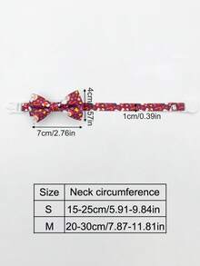 Christmas Pet Bow Tie Collar, Santa Claus Print Bow Tie Accessory, Cute Decor For Cats & Dogs Holiday Party Photo Shoot - Red - View 2