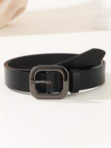 1 条女士经典时尚方形扣腰带，适合连衣裙、牛仔裤，采用 PU 皮革制成 - 槍黑色 - 查看 7