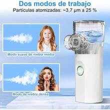 Nebulizador Portatil, Tres Mscaras, 2 Cuerdas de Amarre, 1 Bolsa de Almacenamiento, Nebulizador Portatil Recargable de 20 ml, Adecuado para el Hogar, La Oficina y el Exterior Blanco - inicial - Ver 5