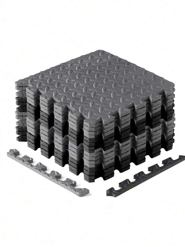 12 قطعة/طقم حصيرة رغوية للياقة البدنية، غير مائية من رغوة EVA، مناسبة للجيم والتمارين المنزلية، حصيرة أحجية ملونة (أسود/رمادي)، يمكن أن تقلل الضوضاء، اكسسوارات الجيم