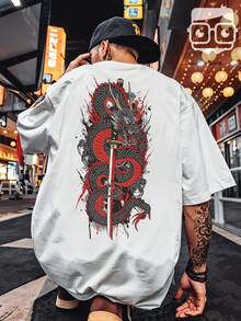 Oversized T-Shirt Japanese Dragon Samurai Sword Katana REF 7305 VEST NERD - trắng - Xem 1