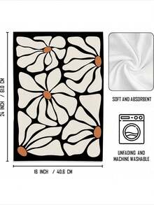 2 Pcs Boho Floral Kitchen Towels, Set Of 2 - Floral Hand Towels Dish Towels, Decorative Kitchen Towels, 16*24 In - màu đen - Xem 2