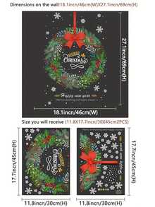 Pegatinas de corona de Navidad, adecuadas para decoración de ventanas y puertas de cristal - Película estática de PVC de temporada, decoración de escena festiva sin adhesivo, con diseños navideños, fácil de pegar y quitar, decoración multifuncional del hogar para Navidad