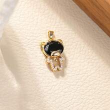 3pcs Cute Copper Rhinestone Bear Pendant, Suitable For DIY Necklace, Bracelet, Earring, Keychain Jewelry Making