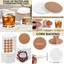 25 Pack Ceramic Coasters 4 Inch Round Sublimation Blanks Coasters White Glossy Glazed Ceramic Tiles With 25 Cork Backing Pads For Sublimation Ink Painting Thermal Transfer Art Projects