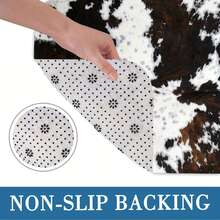 1pc Cowhide Print Bathroom Rug - Durable Non-Slip Quick-Dry Washable Indoor/Outdoor Flannel Rug, Stylish Black & White Cowhide Design For Bathroom, Kitchen, Laundry Room, Bedroom, Terrace, Bathroom Rugs Non Slip Washable, Kitchen Floor Mat, Decorative Floor Mat, Terrace Flooring, Contemporary Home Decor, Highquality Fabric, Apartment Living - trắng - Xem 6