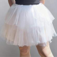 1 pièce Jupon sans os de couleur unie blanc/noir/bleu/rouge rose/bleu marine de 38 cm de long, jupe Lolita en tulle doux de 38 cm, convient pour Lolita, toutes les saisons, anniversaire, mariage. Accessoires pour la Saint-Valentin - A - Voir 13